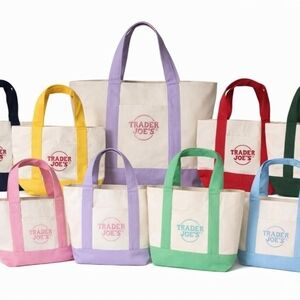 Trader Joe's Mini Tote Bag Set 9 Colors 8 Mini And 1 Large.